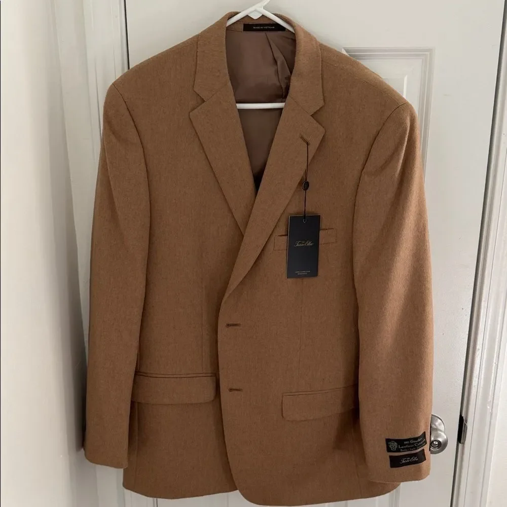 Tasso Elba Brown Men's Blazer 100% Camel Hair Size R44 NWT